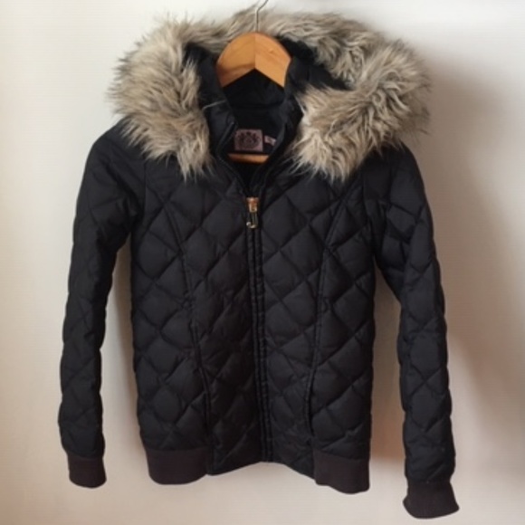 Juicy Couture Girls down hooded puffer Jacket - Picture 1 of 4